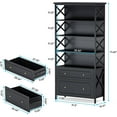 thumbnail image 2 of Tribesigns 2 Drawer File Cabinet with Bookshelf, Tall Vertical Filling Cabinet for Letter/Legal/A4 Size File, Printer Stand with Storage Shelves Home Office, Black, 2 of 5
