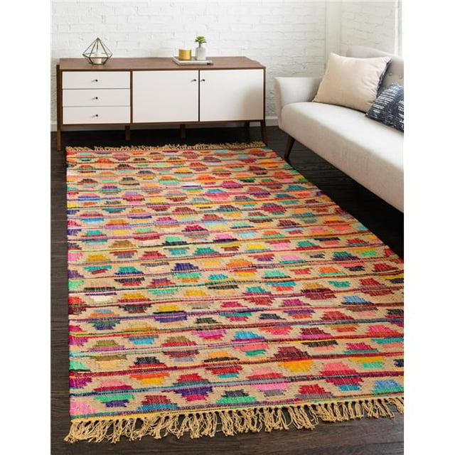 Unique Loom 3153166 Tapis Rectangulaire Treillis Chindi 9 x 12 Pi, Multi Couleur