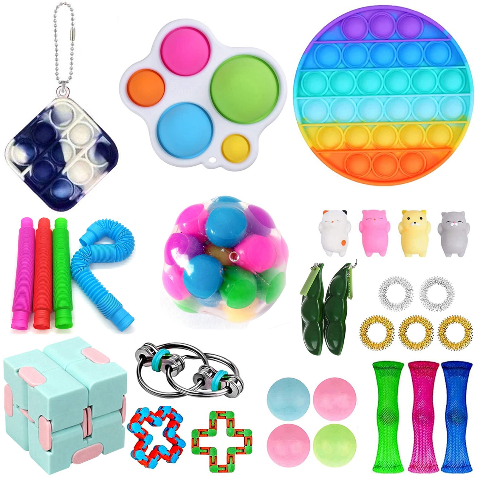 6Pcs Push for Bubble it Autism Fidget Sensory Toy Set Simple Dimple Spinner 