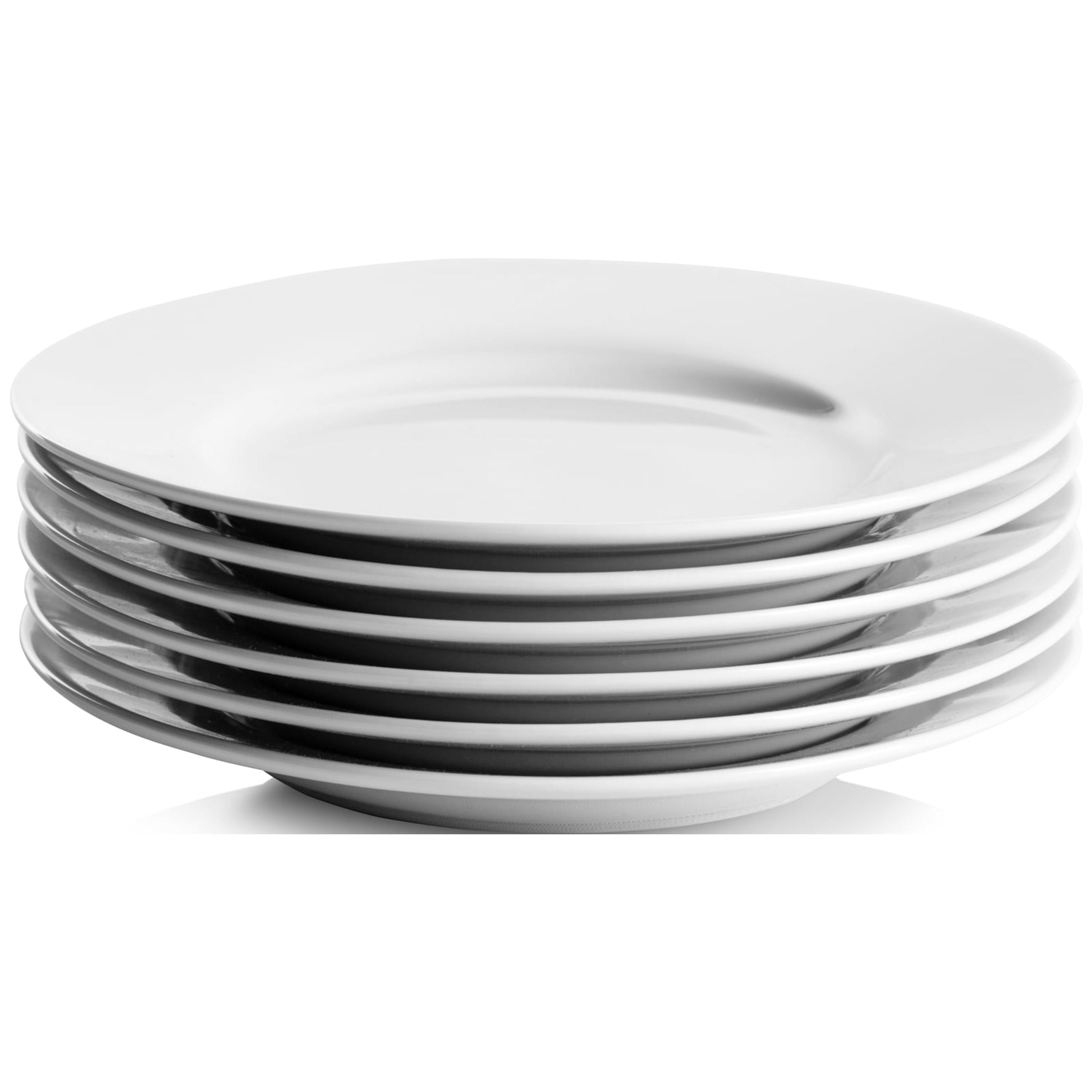 10 Strawberry Street Simply White 6" Round Ceramic Appetizer Plate, Set of 6