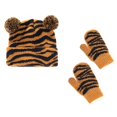 thumbnail image 2 of Bonnet Tricoté Épais pour Bébé: Bonnet à Rayures Imprimé Léopard avec Gants pour Enfants, 2 of 9