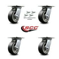 thumbnail image 2 of 5 Inch Rubber on Aluminum Caster Set with Ball Bearings and Swivel Locks SCC, 2 of 2