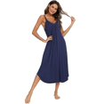 thumbnail image 1 of Camisón sin mangas para mujer, cuello en V, correa de espagueti suave, vestido de dormir S-xxl/S/azul kaili Sencillez, 1 of 2