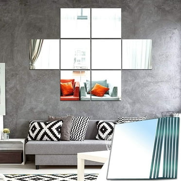 FUYGRCJ 10PCS Mirror Sheets, 12x12 inch Self Adhesive Non Glass Mirror Sticker, Ultra-thin Flexible Mirror Sheets DIY Tiles Mirror Stickers for Bedroom Closet Bathroom Wall Decoration