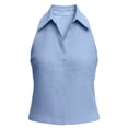 thumbnail image 6 of Womens Undershirt Tank Tops Women Business Summer Tank Tops Collared V Neck Linen Sleeveless Dressy Shirt Elegant Casual Office Daily Wear Blue L, 6 of 8