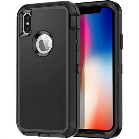 iPhone X Heavy Duty Case {Shock Proof Case with 3 Layer Rubber, Shatter Resistant, [Tough Armour] Rugged Case Compatible for iPhone X} Black