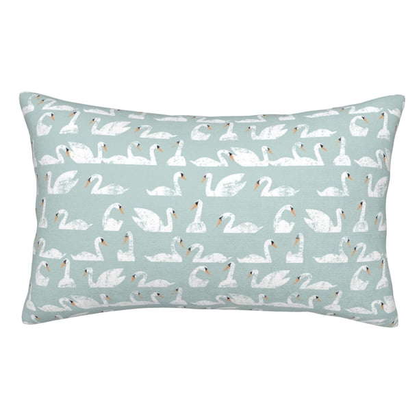 Fotbe White Swan Funda de Almohada Decorativa Estilo Occidental, Lujo en Algodón, Fundas para Almohadas King, Cojín Estampado para Decoración del Hogar-16"x24"
