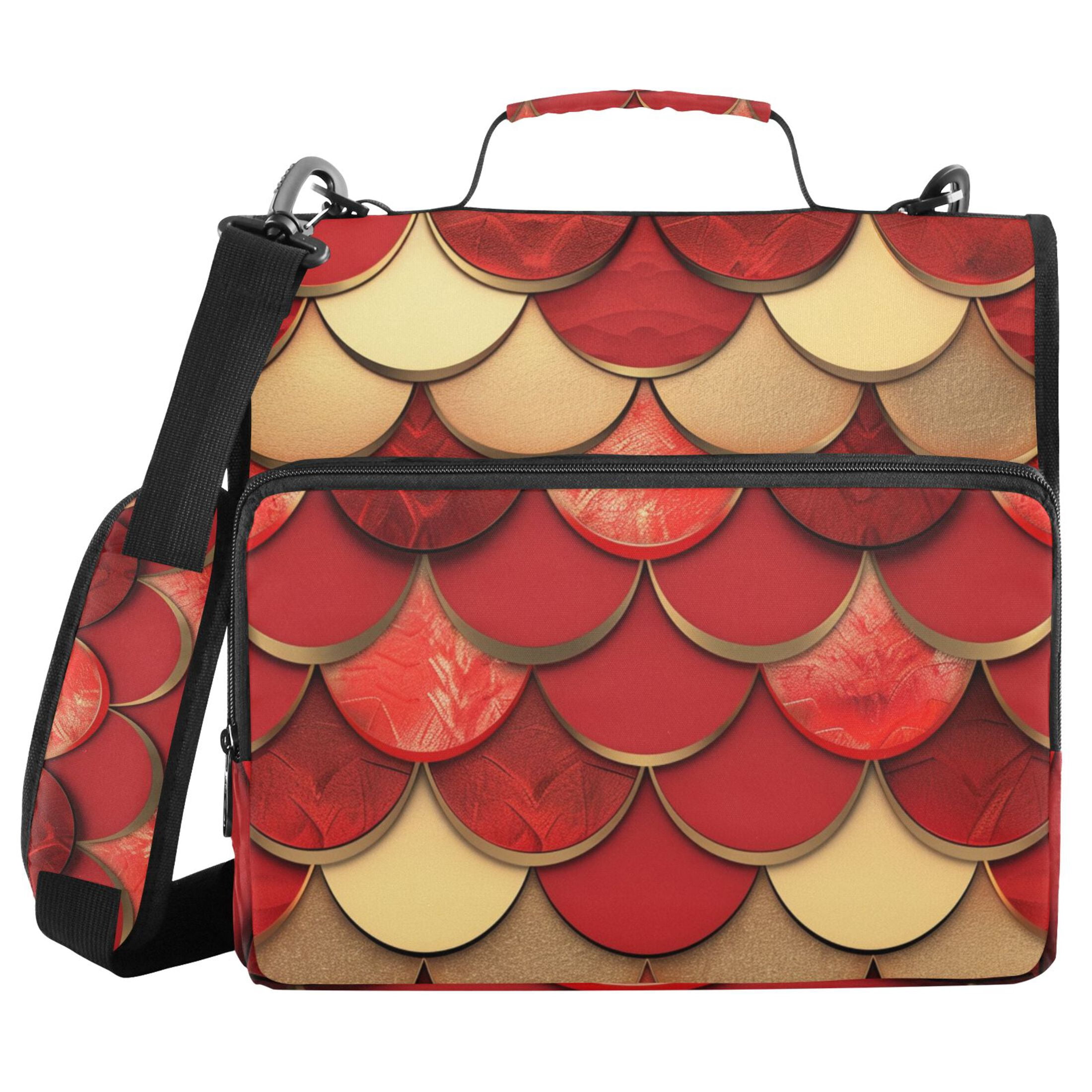 ALAZA Zipper Binder Red Scales 3 Ring Trapper Keeper File Folder Organizer Bag