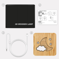 thumbnail image 4 of Moon Cloud LED Night Light 3D Wooden Luminaire Creative Bedside USB Decorative Atmosphere Lamp Table Light - FS-T2246, 4 of 5