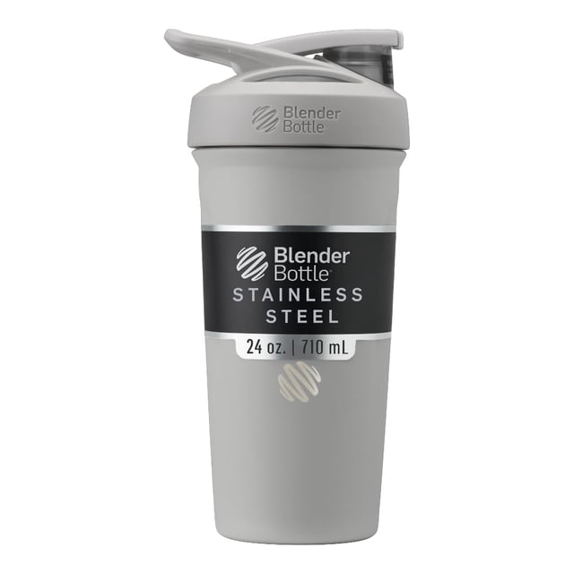 BlenderBottle - Botella agitadora deportiva de acero inoxidable aislada con batidor de alambre, 24 onzas, gris, batidos de proteínas e hidratación para atletas y entusiastas del