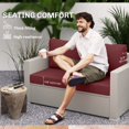 thumbnail image 3 of Ensemble de Coussins d'Extérieur pour Causeuse 3 Pcs, Coussins de Remplacement pour Meubles de Patio Rouge Vin avec 1 Coussin d'Assise et 2 Coussins de Dossier, Tissu Résistant à la Décoloration pour Jardin, Véranda Ou Salon, 3 of 7