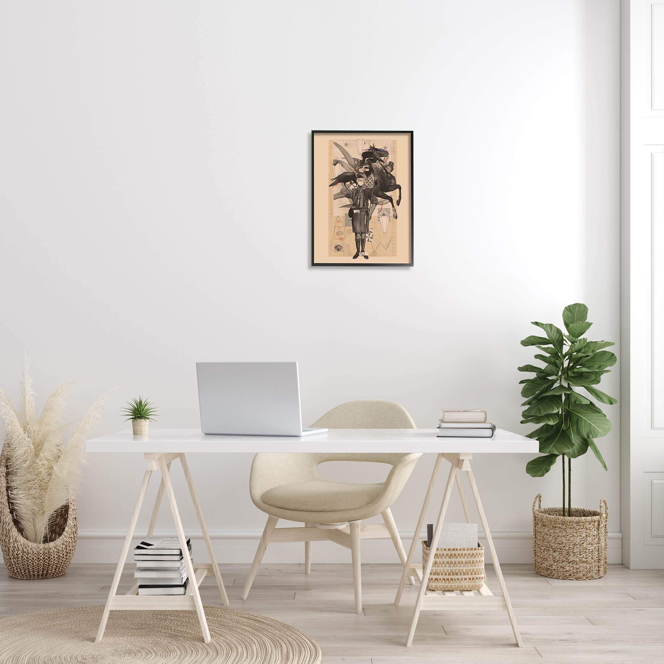 Stupell Industries Abstract Vintage Horse Text Collage Graphic Art Black Framed Art Print Wall Art, Design by Matheus Lopes Castro