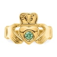 thumbnail image 5 of 14K Yellow Gold Ring Band Themed Imitation Green Stone Claddagh, Size 6, 5 of 5