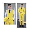 thumbnail image 7 of Men's Suit Slim Fit 3 Piece Suit Double Breasted Suit One Button Formal for Wedding Prom Suits Yellow 5XL, 7 of 7