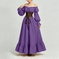 thumbnail image 7 of KICILVS Renaissance Dress Women Solid Color Off Shoulder Long Puff Sleeve Dress Corset Lace Up Waist Ruffled Hem Maxi Party Gown Purple, 7 of 7