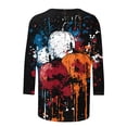 thumbnail image 4 of Plcasen Women Halloween Witch Print Crew Neck 3/4 Sleeve Loose T-Shirt Top, 4 of 4