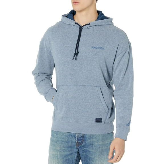 Nautica Mens Sustainably Crafted Fleece Hoodie Large Deep Anchor Heather NWT $89