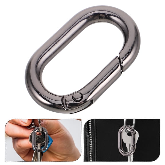 UEETEK 10Pcs Black Carabiner Keychain Clips for Keys and Bag Accessories