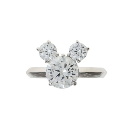 Asscher Cubic Zirconia Ring - Mickey Mouse Sterling Silver Cubic Zirconia Ring, Size 7