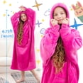 thumbnail image 4 of REDESS Oversized Wearable Blanket Hoodie Sweatshirt for Unisex Boy and Girl-Rose Red, 4 of 6