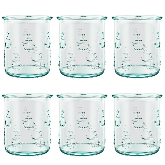 Amici Home Italian Recycled Anchor DOF Glassware 12 oz Drinking Glasses, Set of 6