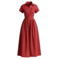 thumbnail image 6 of Karymi Solid Shirt Maxi Dress, Button Down Collared Short Sleeve A-Line Long Dress with Pockets, Casual Flowy Summer Dress Wedding Guest Dresses for Women, 6 of 6