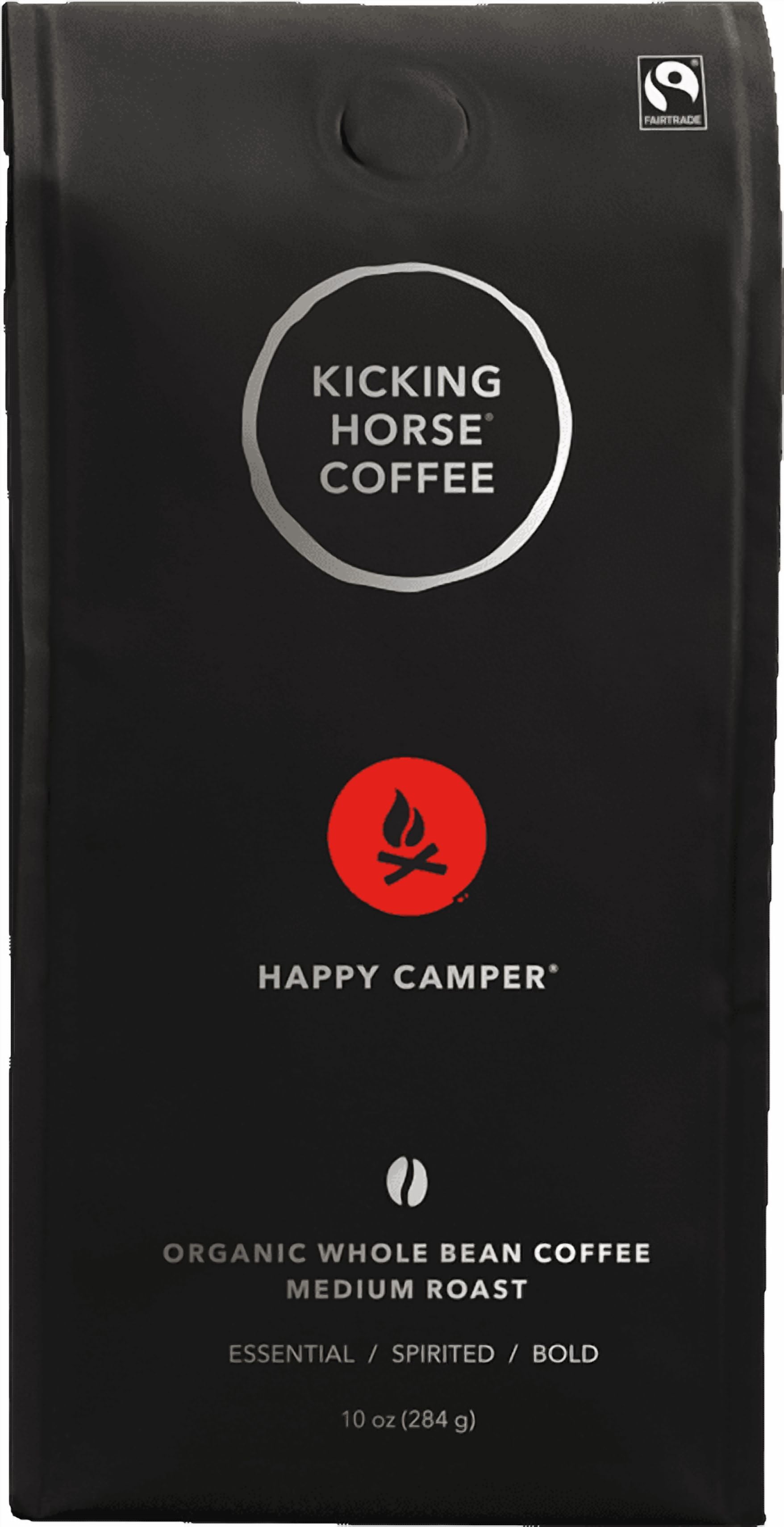 Kicking Horse Happy Camper Whole Bean Coffee, Medium Roast, 10 oz bag (Pack of 6)