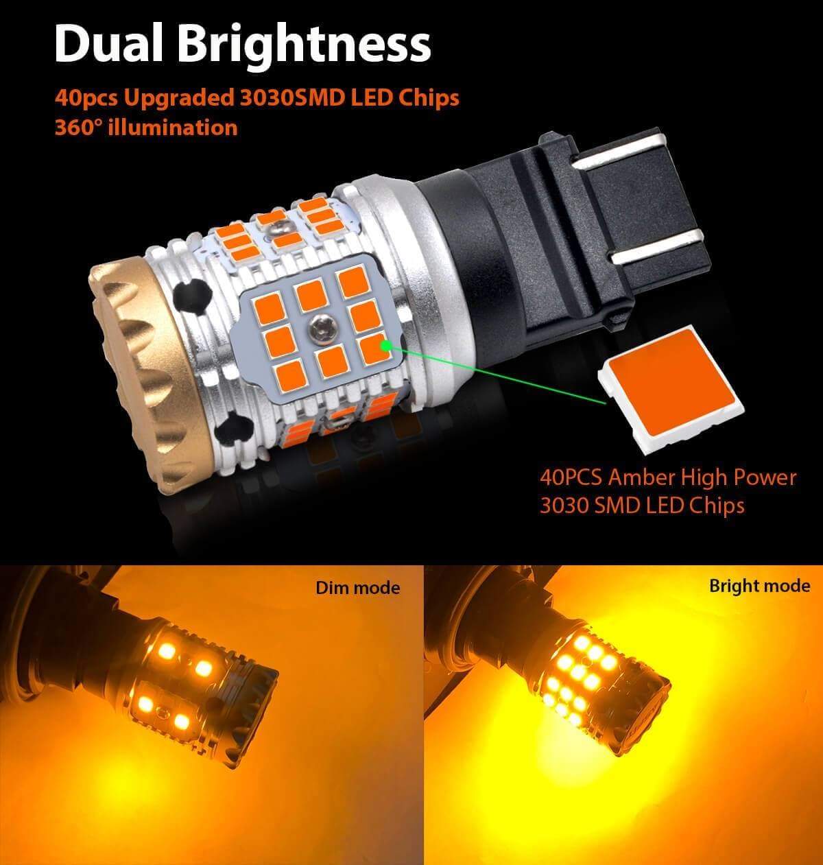 Bright & Legal! Syneticusa 3157 Switchback LED Bulbs - 33 LEDs, White/Amber DRL/Turn Signal (2 Pack)