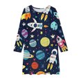 thumbnail image 3 of GERsome Girls Long Sleeve Dress Crewneck A Line Twirly Skater School Party Playful Print Dress 4-14 Years, 3 of 4