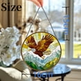 thumbnail image 3 of Stained Glass Suncatcher Flying Eagle Over Mountains Handmade Window Hangings Colored Glass Suncatcher Crafts Kits for Indoor Garden Christmas Decoration 16x16cm-1-3, 3 of 6