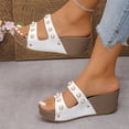 thumbnail image 7 of Norvail Womens Pearl Studded Thick Soled Wedge Sandals, Wide Foot Sandals for Women Dressy, Open Toe Slip On Platform Slides for Summer Beach Vacation Plus Size, 7 of 7
