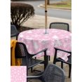 thumbnail image 4 of Outdoor Tablecloth with Umbrella Hole and Zipper, Pink White Christmas Square Table Cloth 54x54 Inch Waterproof Tablecloth, Xmas Tree Snowflake Winter Abstract Picnic Table Cover for Patio Camping, 4 of 7