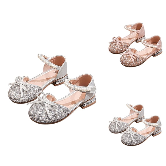 Toddler Girl Sandals and Casual Summer Shoes, Girls' Soft Sole Heeled Footwear with Rhinestones for Party and Everyday