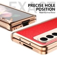 thumbnail image 6 of K-Lion for Samsung Galaxy Z Fold 3 Cross Pattern Case, Luxury PU Leather Hybrid Plating PC Hidden Kickstand Cover Shockproof Protective Folding Slim Hard Case for Samsung Galaxy Z Fold 3 5G 2021,Red, 6 of 7