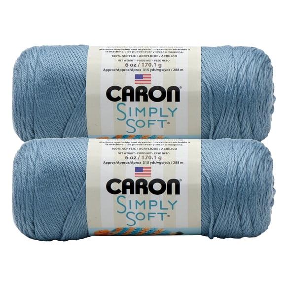 Pack de 2 Madejas de Hilo Caron Simply Soft Sólidos Azul Claro Country 340,2 g