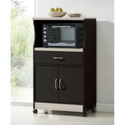 Hodedah Microwave Kitchen Cart in Chocolate Gray