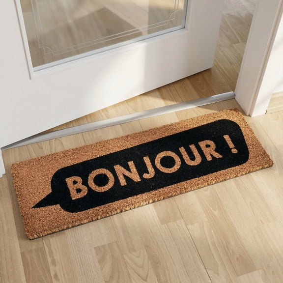 Bonjour 30x10 Long Sheltered Front Door Mat Coco Natural