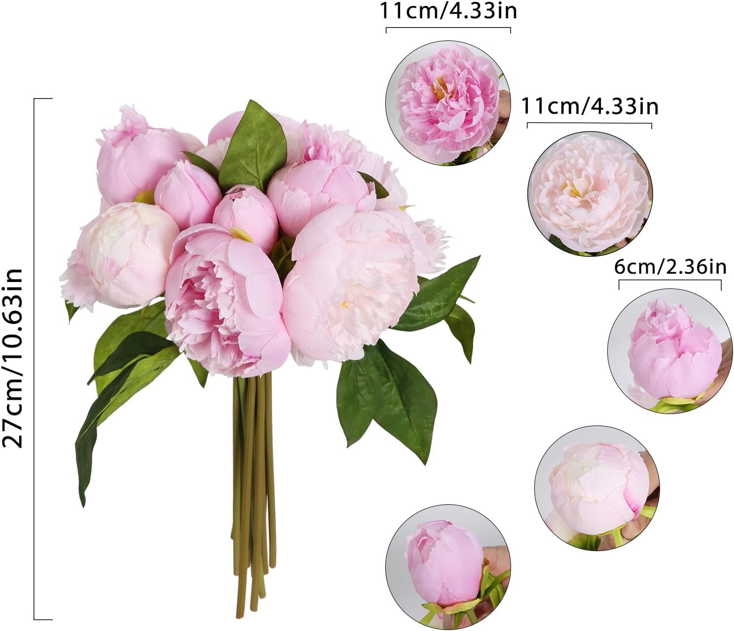 ABCISI 2 Bouquets Artificial Peonies, Silk Flowers 14Heads Vintage Fake Flowers, Faux Peony for Flower Arrangements, Lifelike Decor for Centerpiece Home Table Dining Room (Multi-Pink)