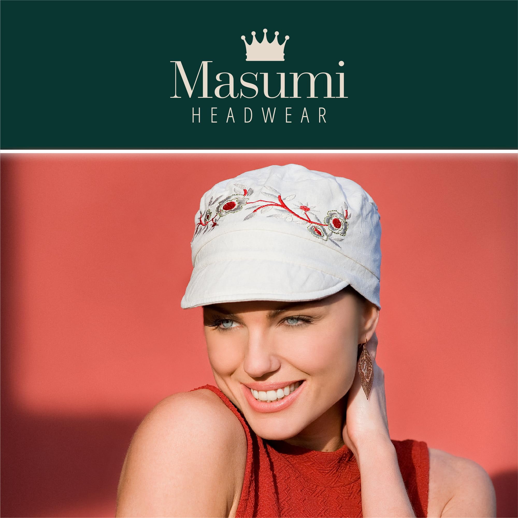 MASUMI Mirna Newsboy Chemo Hat for Women, Breathable head covering cap for cancer hair loss, One Size White