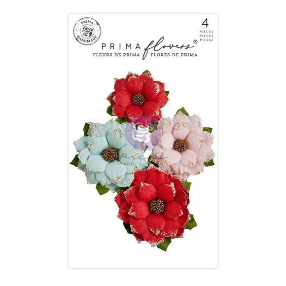 Prima Marketing Mulberry Paper Flowers-Christmas Morning/Candy Cane Lane