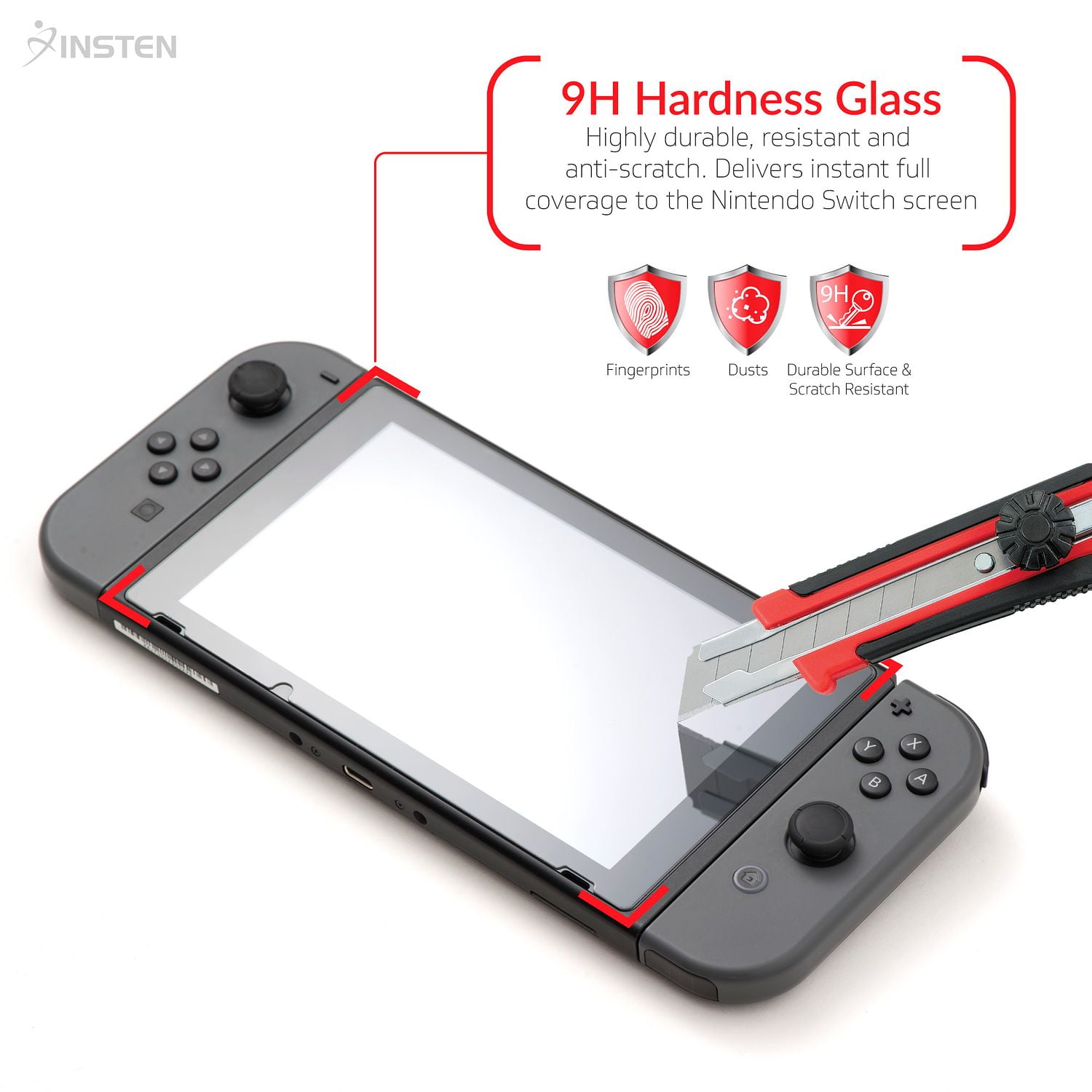 Nintendo Switch Tempered Glass Screen Protector, by Insten 9H
