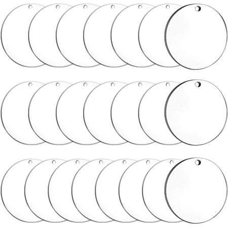 CPDD 22 Pièces Ornements de Cercle Acrylique Blancs Ronds Acryliques Clairs  Disque de Cercles avec Trou Blanc Acrylique pour Porte-clés, Artisanat et  Projet de Bricolage, 3 Pouces - 
