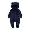 OGLCCG Baby Furry Jumpsuit with Cute Bear Infant Zipper Long Sleeve Warm Fleece One-Piece Romper Hooded Snowsuit Rompers for Fall Winter 0-12 Month