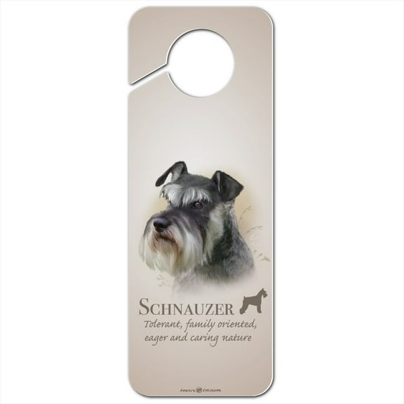Schnauzer Dog Breed Plastic Door Knob Hanger Sign