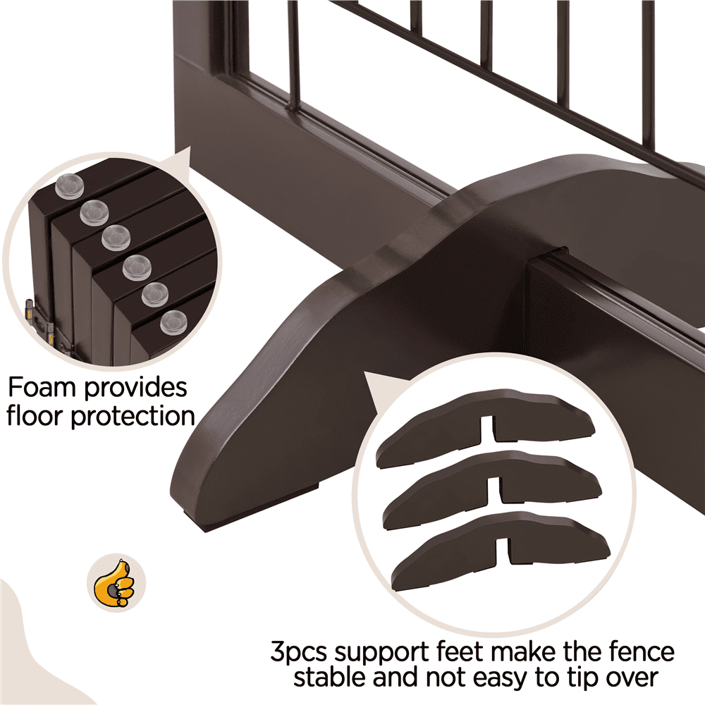 Alden Design 32.5" Tall Foldable Pet Gate with 3 Support Feet, Espresso