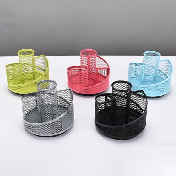 Hytrove Rotating Metal Pen Holder Black Multifunctional Pencil and Makeup Brush Storage
