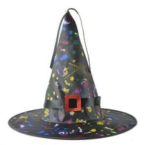 Hwkond Halloween Witch Hats, Halloween Glowing Hat Children Adult Party Dance Up Witch Hat,Black