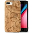 thumbnail image 1 of Case Yard Wooden Case Outside Soft TPU Silicone, Slim Fit Shockproof Wood Phone Cover for Girls Boys Men and Women, Supports Wireless Charging New Orleans Sugar Skull Design case for iPhone-8-Plus, 1 of 7