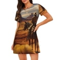 thumbnail image 1 of Disketp Western Desert Cowboy Cloud para Camisón Corto de Manga Corta para Mujeres, Camisón Cómodo con Escote Redondo, Bonito y Confortable, 1 of 6