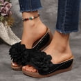 thumbnail image 2 of Dakaela Orthopedic Wedge Sandals for Women 2026 Comfortable Summer Dressy Platform Slides Flower Casual Walking Outdoor Shoes Size 6-10 Black, 2 of 8